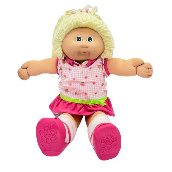 Cabbage Patch Kids Doll 1985 Girl 16” Lemon Hair Green Eyes Head Mold 4 - Picture 1 of 14